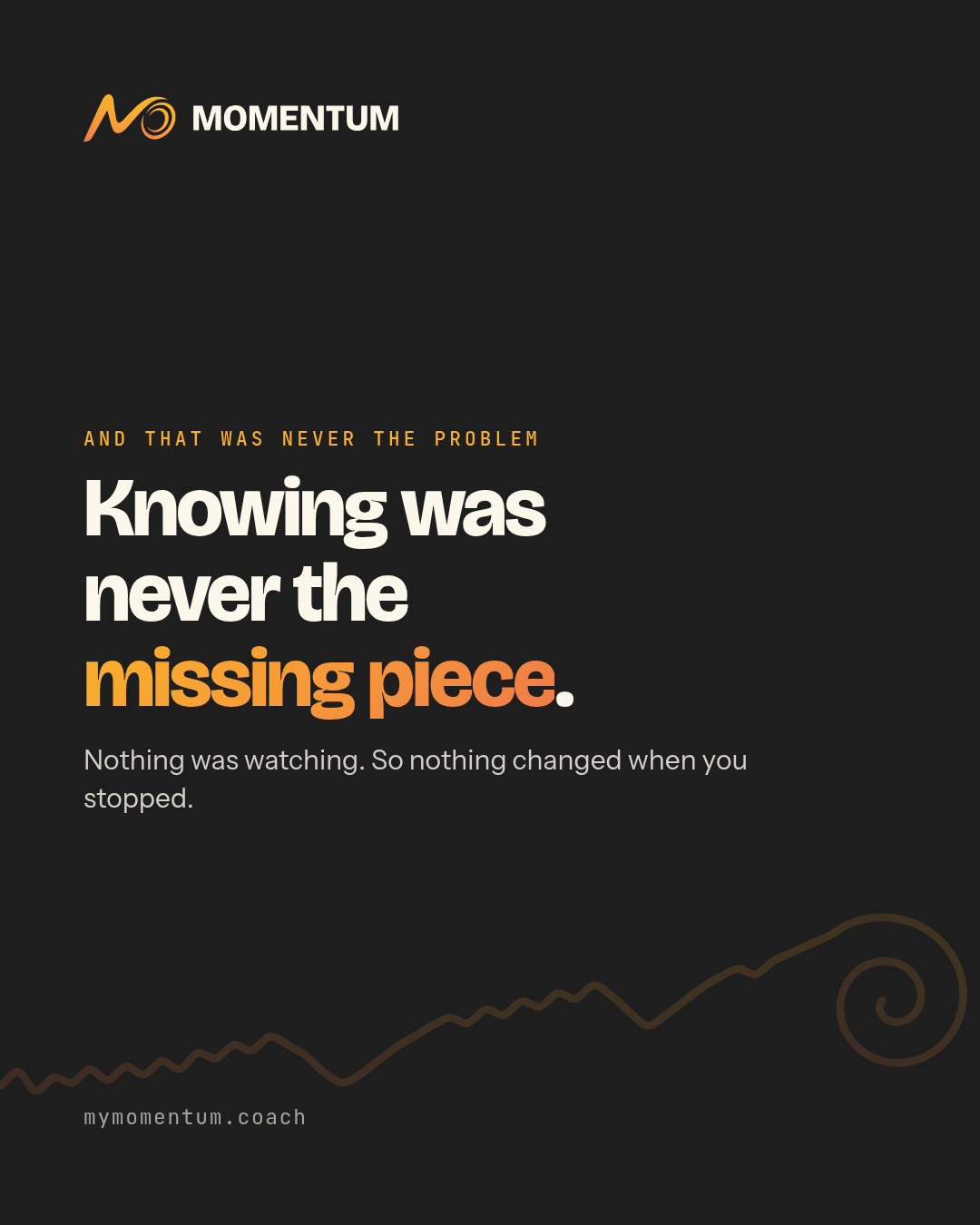 Dark Momentum card reading: Knowing was never the missing piece. Nothing was watching, so nothing changed when you stopped.